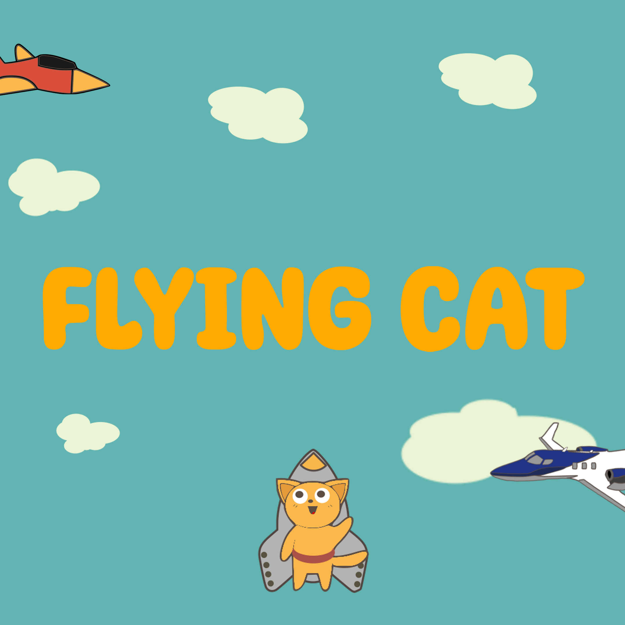 Flying Cat game - Help the cat fly through obstacles.