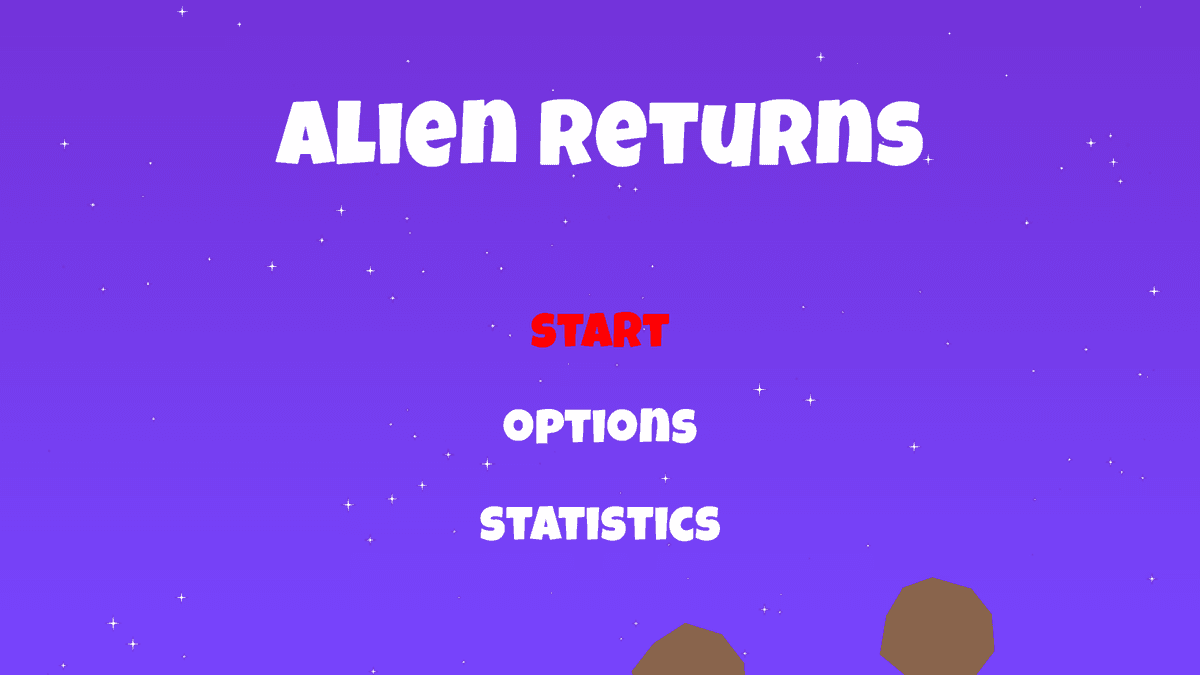 Alien Returns game screen showing alien character adventure