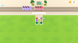 Bus Stop Shuffle - Gameplay screenshot of Bus Stop Shuffle showing multiple passengers waiting to be arranged."