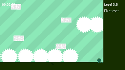 Colorful Boi 2 - Light green and black level with floating platforms and dangerous saw blades along the floor.