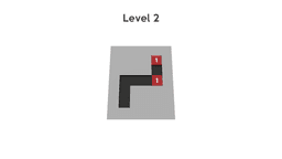 Cubes Problem - A game interface showing "Level 3" with a confetti animation, indicating level completion. A gold cube labeled "3" is visible at the top right of the black path on a gray background.