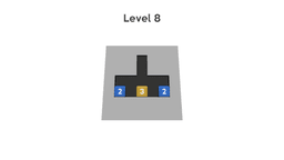 Cubes Problem - A game interface showing "Level 11" with a black path in an irregular shape and a gold cube labeled "3" at the top right. Confetti indicates level completion.