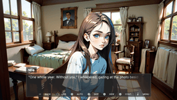 For a frew minutes - Mia, a young woman with long light brown hair and bright blue eyes, sits in her sunlit bedroom, whispering about a year without Lucas