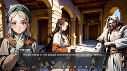 Past Easter - A detailed view of the colonnade showing worn stone stairs, columns, and a partially illuminated interior, emphasizing the ancient feel.