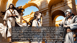 Past Easter - An indoor kitchen scene featuring warm wooden cabinets, a sink, and a counter. A girl with short black hair in a white robe holds a stick, looking inquisitive.