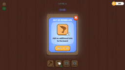 Screw Master -  Power-up popup showing a drill icon, offering an option to add an additional hole to the board.