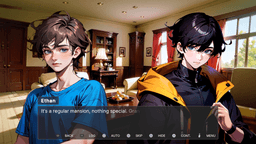 Secret: Ethan and Edward talk inside a warmly lit mansion living room in Secret.