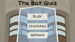 The Bat Quiz game screen showing bat character quiz