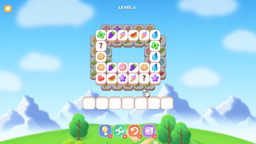 Tile Jong - A match-three tile puzzle game at Level 6, displaying a circular arrangement of tiles with some having a question mark, indicating mystery tiles.
