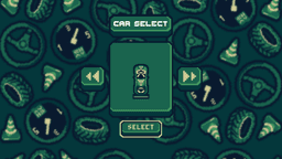 urbo Hyper Drive top-down pixel racing track at night—three cars launch from the start/finish, LAP 1/4 and 00:01 timer, garden obstacles and ramps.