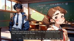 When the bell goes silent - A confident, dark-haired boy named Airi wearing a blue school uniform with gold trim stands in front of the classroom.