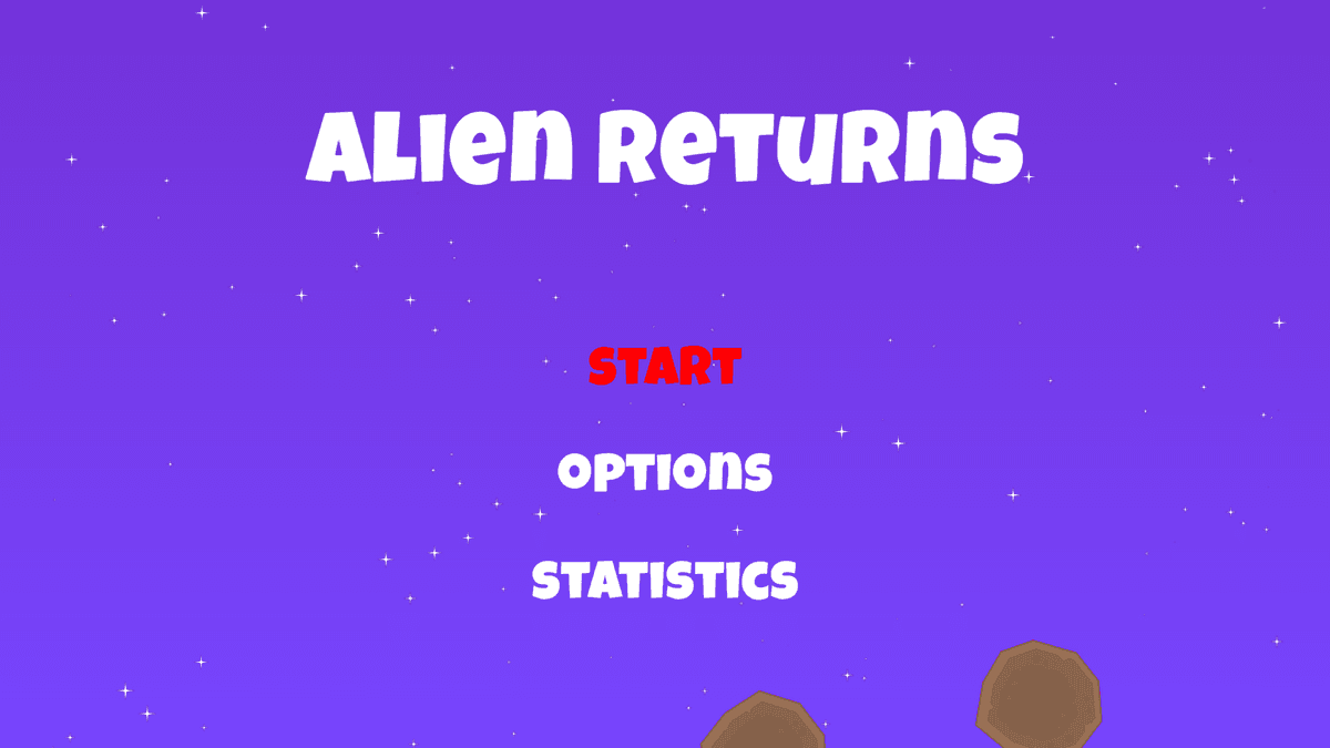 Alien Returns game screen showing alien character adventure