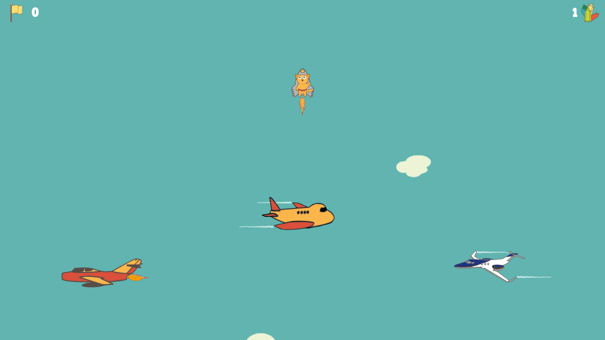 Flying Cat game level showcasing cat flying tasks