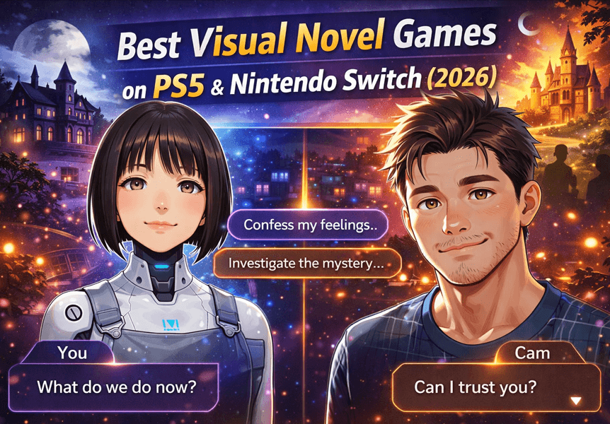 Cover image for: Best Visual Novel Games on PS5 & Nintendo Switch (2026)