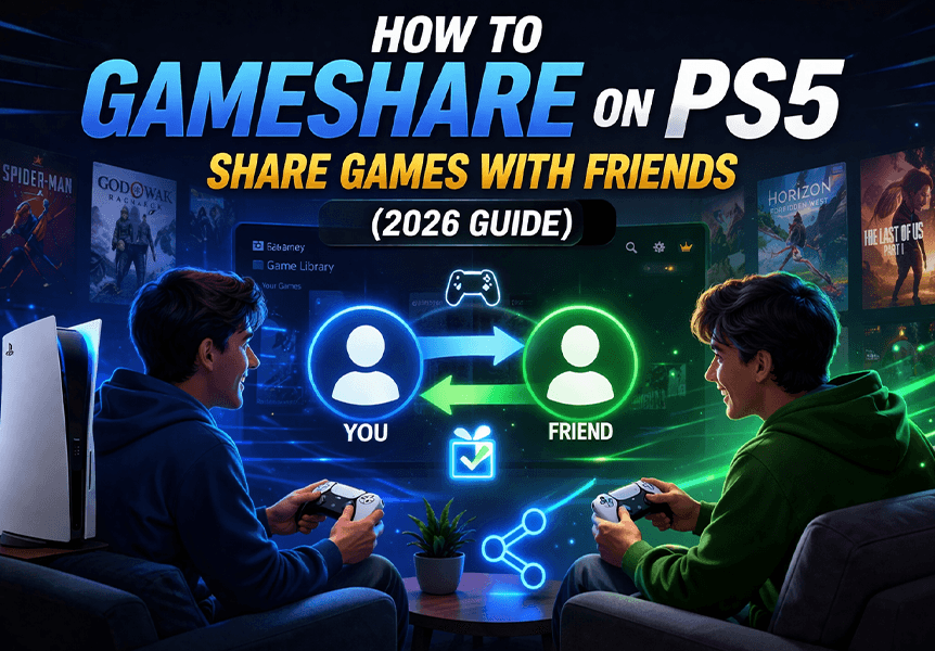 Cover image for: How to Gameshare on PS5: Share Games With Friends (2026 Guide)