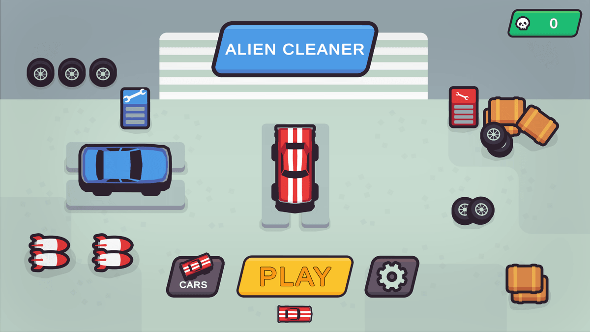 Alien Cleaner game screen showing alien cleaning puzzle