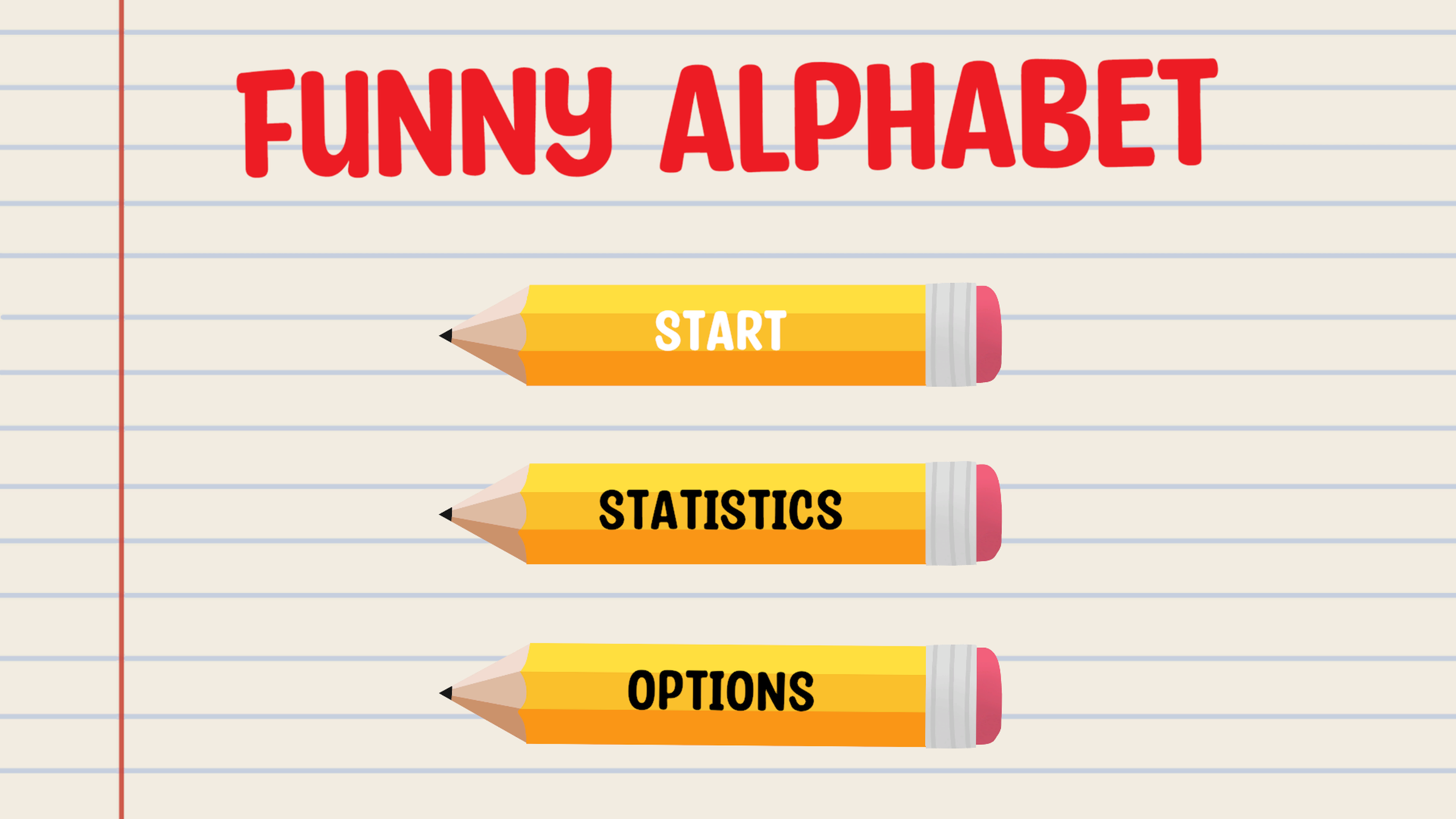 Funny Alphabet game screen showing alphabet learning puzzle