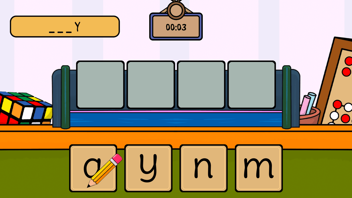 Table Letters game level showcasing letter arranging tasks