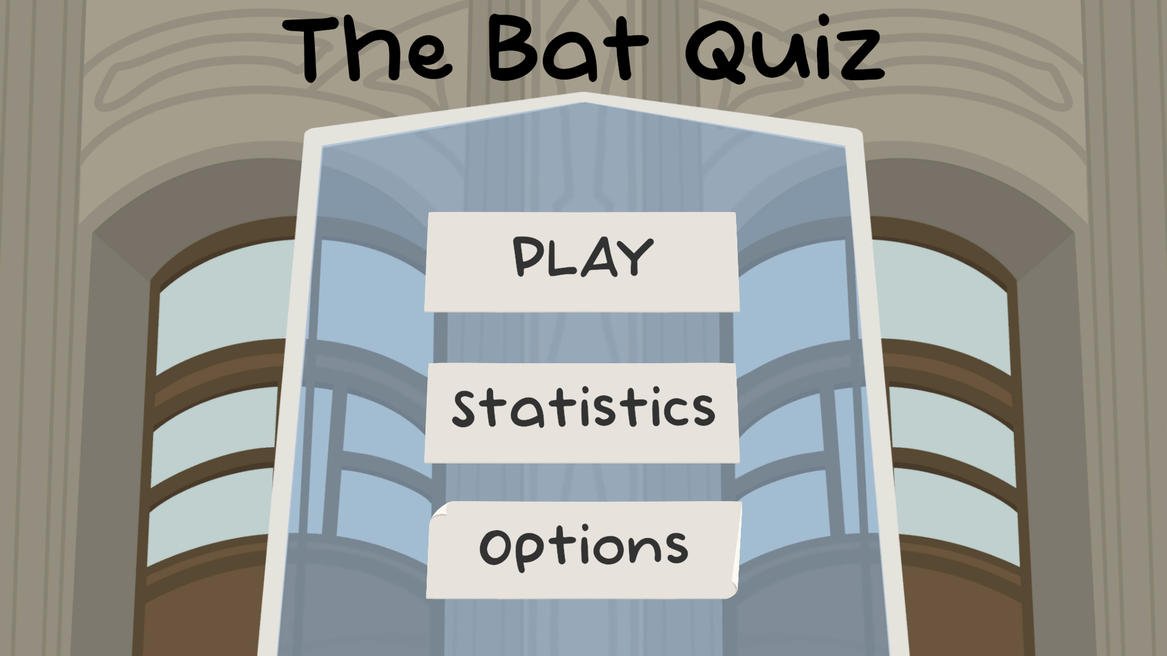 The Bat Quiz game screen showing bat character quiz