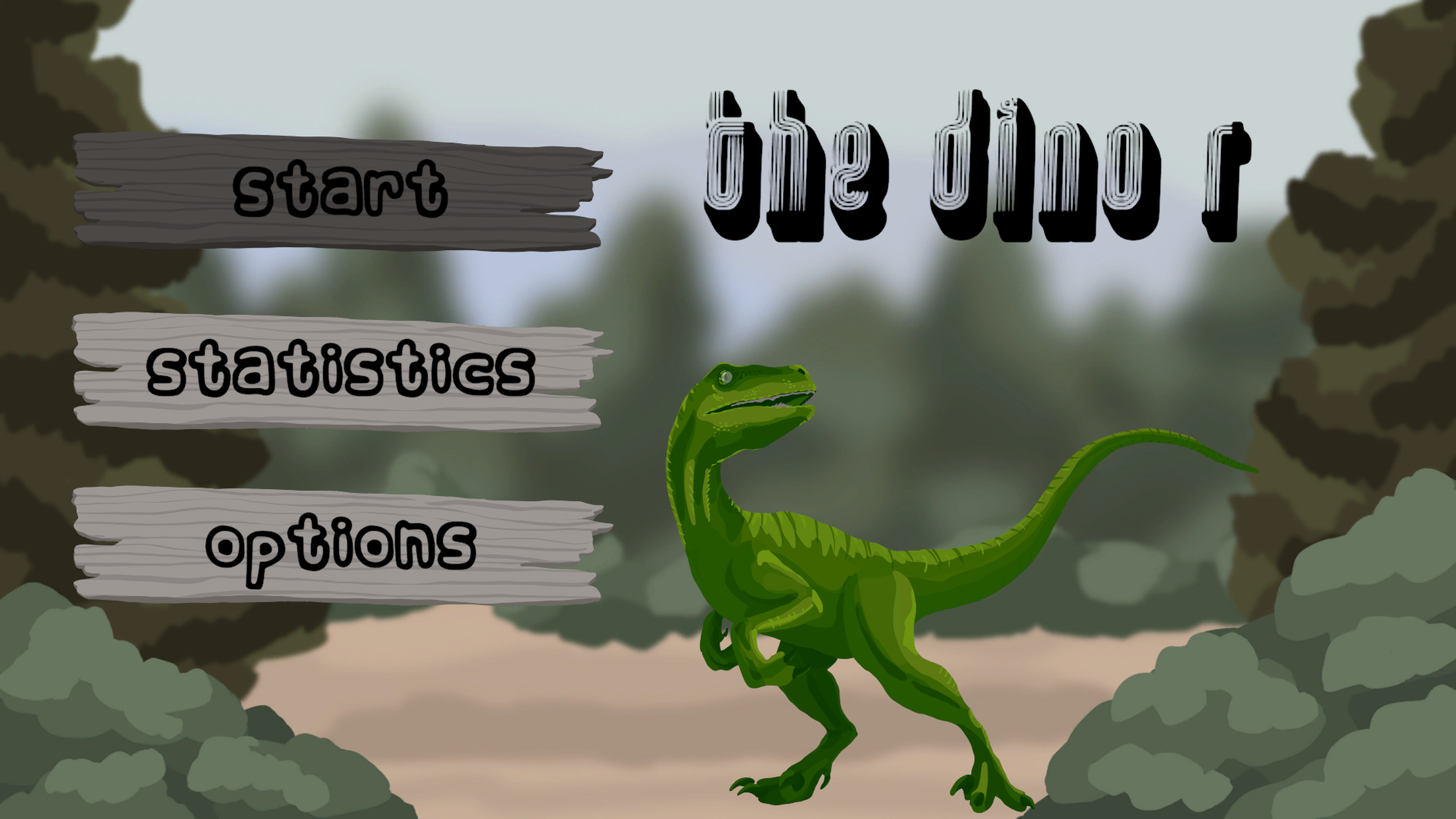 The Dino R game screen showing dinosaur character adventure