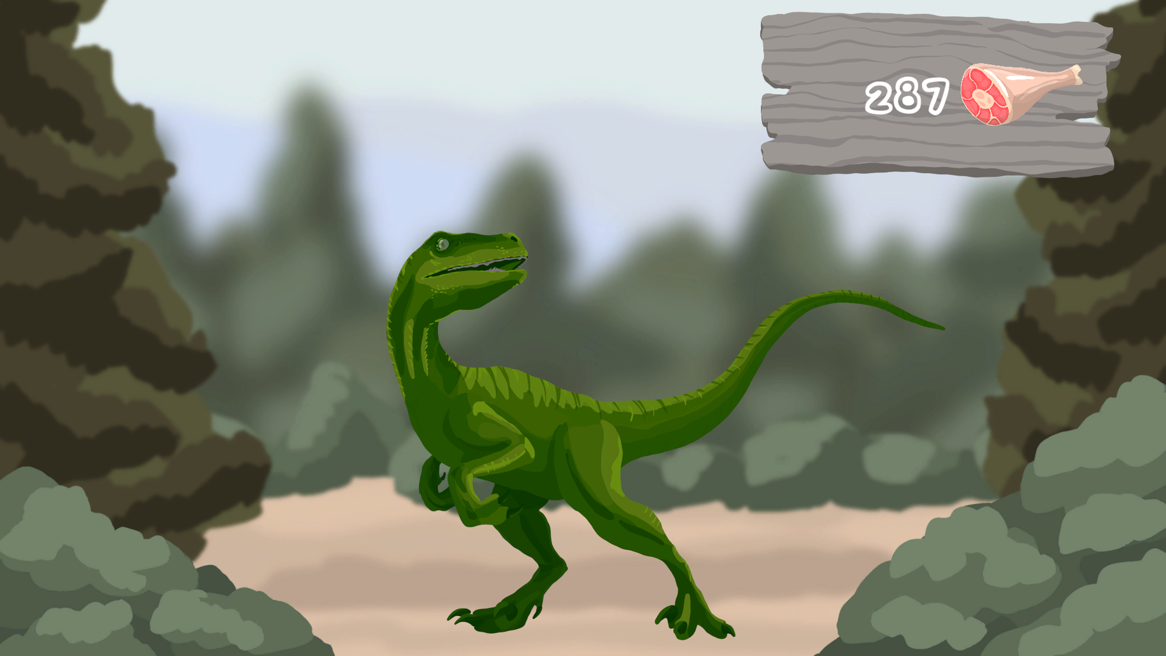 The Dino R game level showcasing dinosaur character tasks