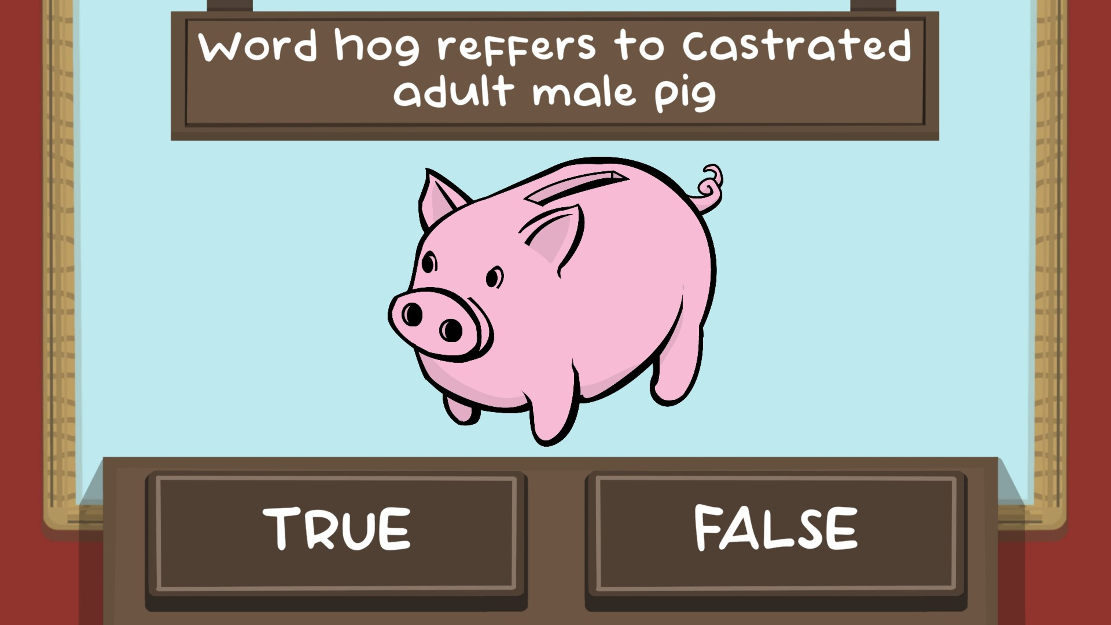 The Pig Quiz game showcasing pig fun