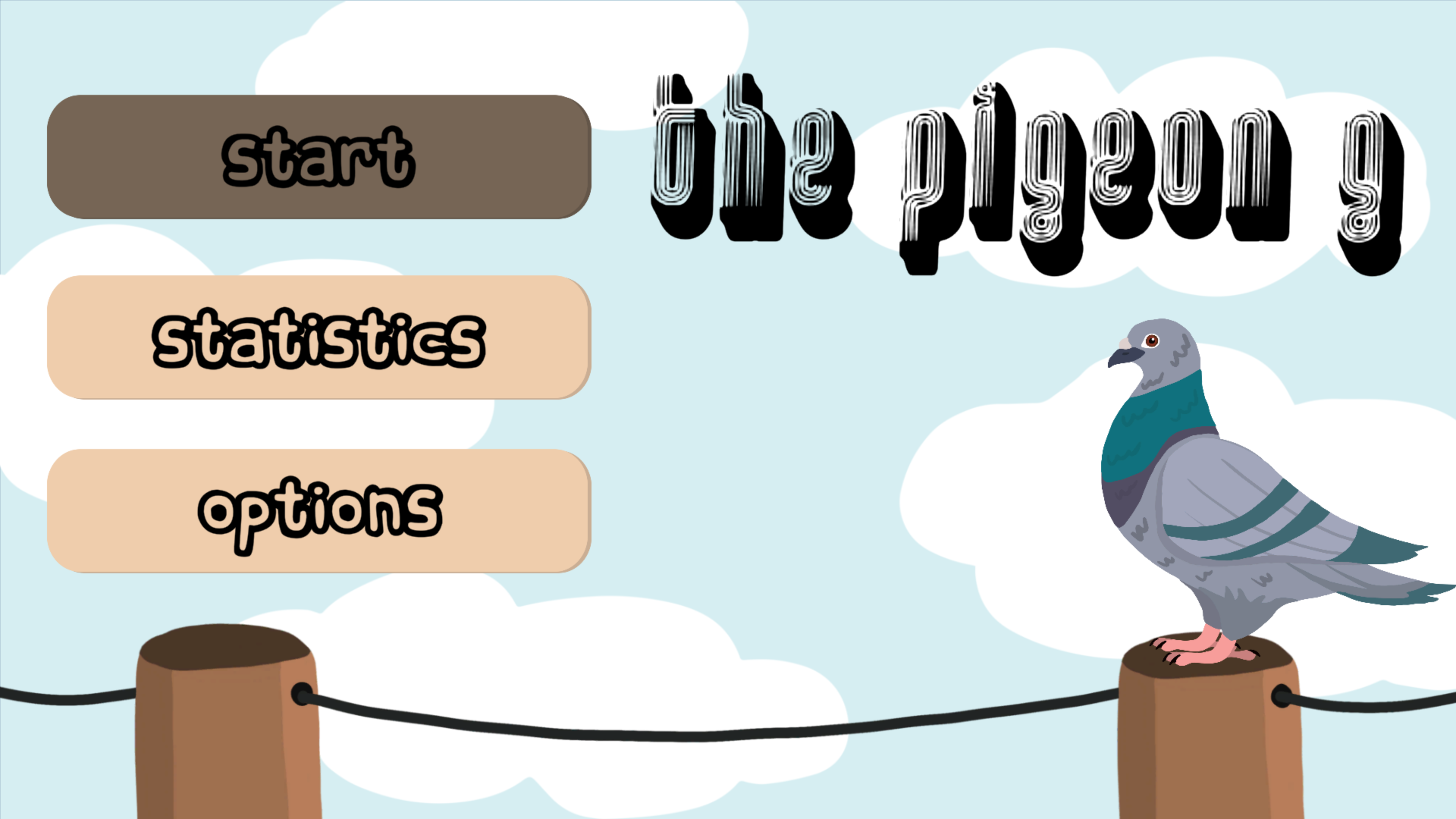 The Pigeon P game screen showing pigeon character adventure