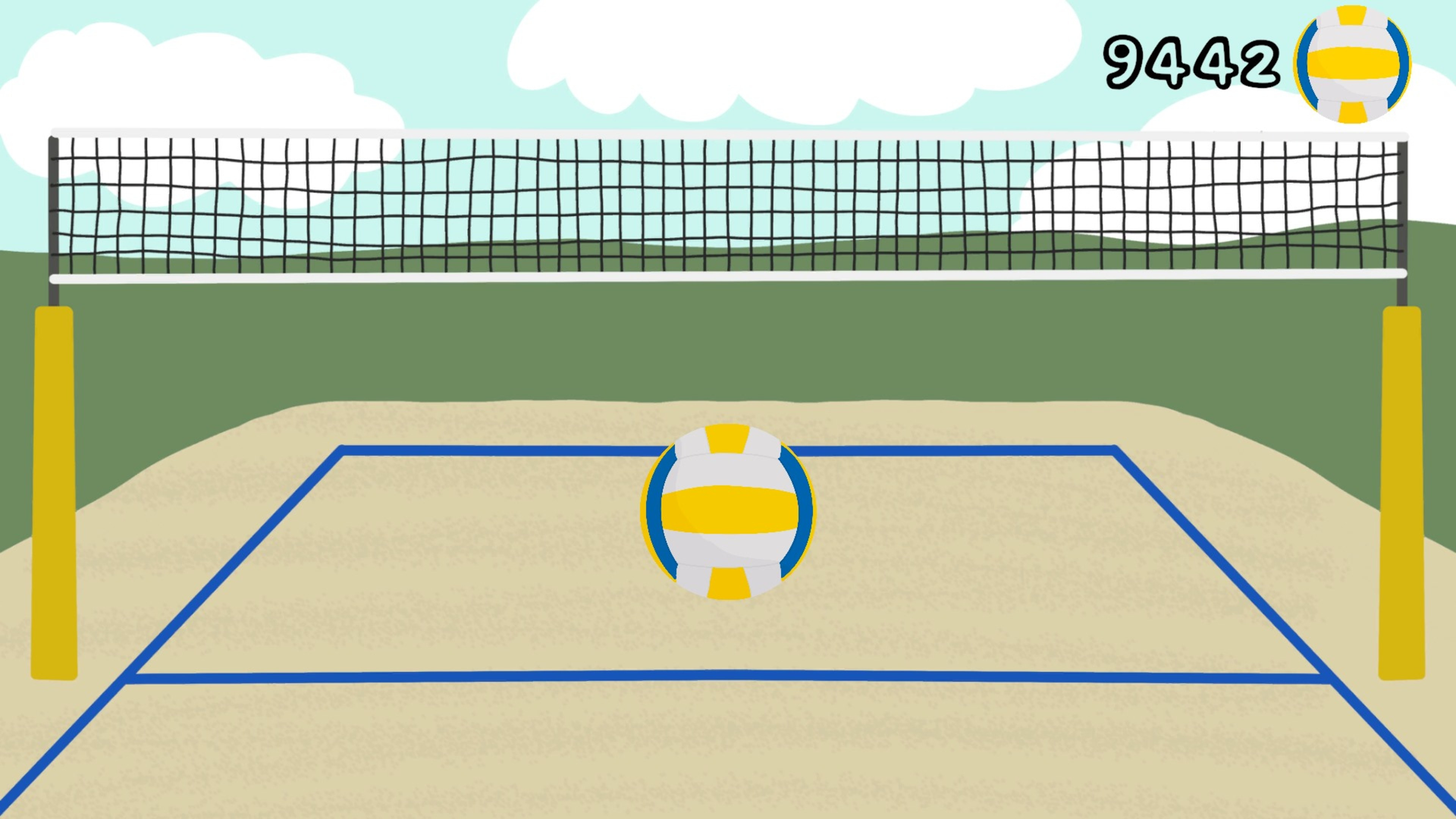 The Volleyball B gameplay featuring volleyball hitting puzzles