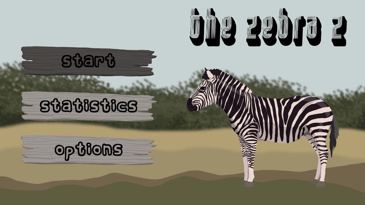 The Zebra Z game screen showing zebra character adventure