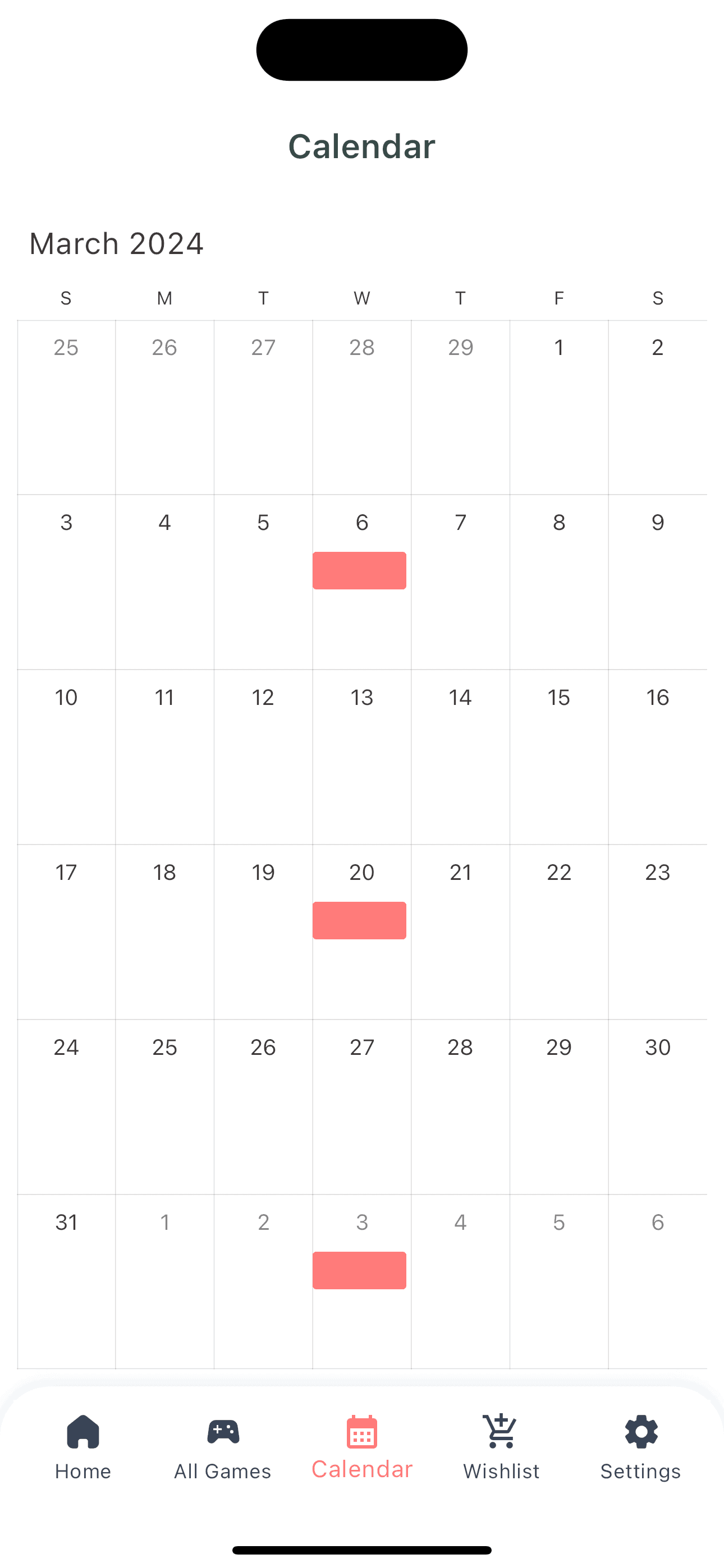 Release date calendar
