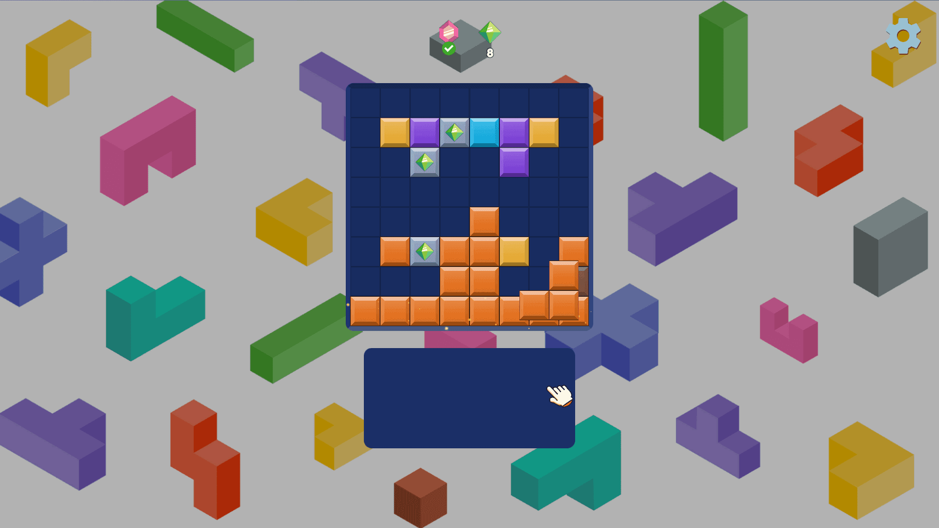 Blocky Blast - Blocky Blast gameplay showing successful block clearing combo during diamond collection stage.