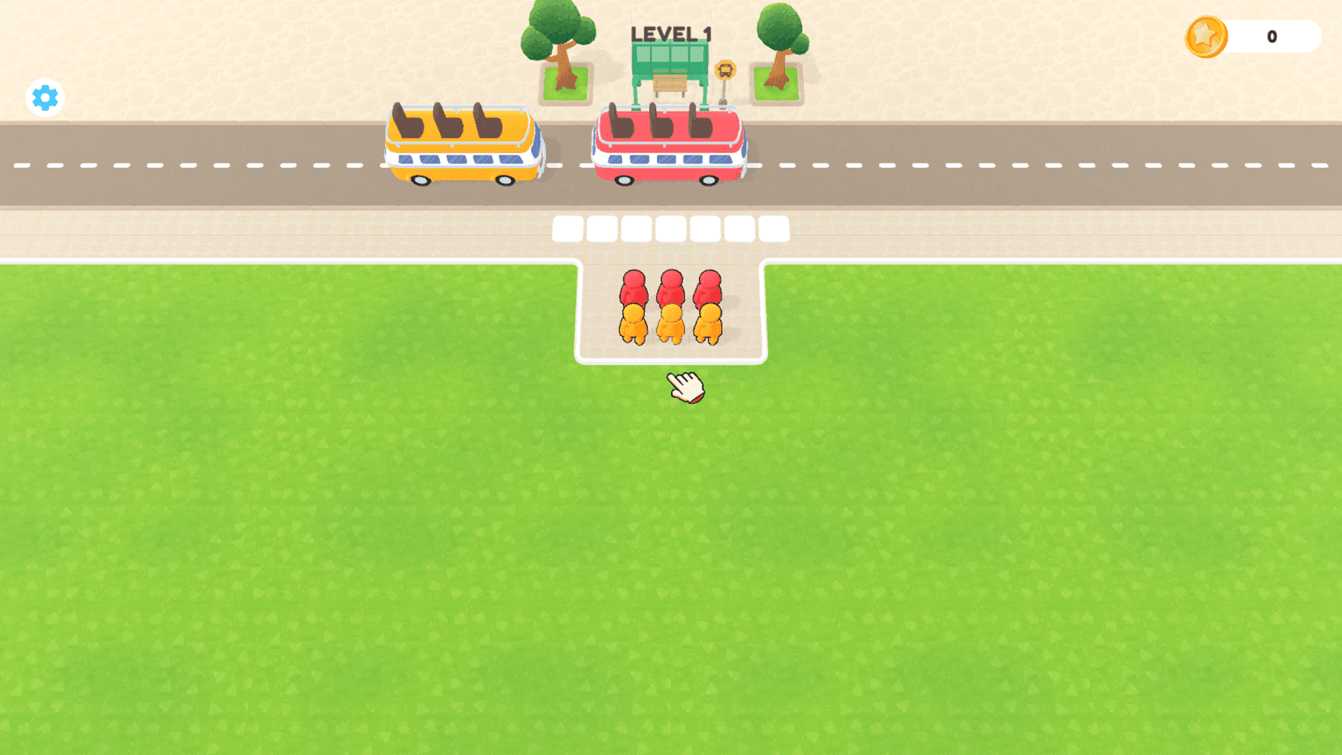 Bus Stop Shuffle - Puzzle game Bus Stop Shuffle – arranging passengers to fit perfectly into the bus at a busy stop.