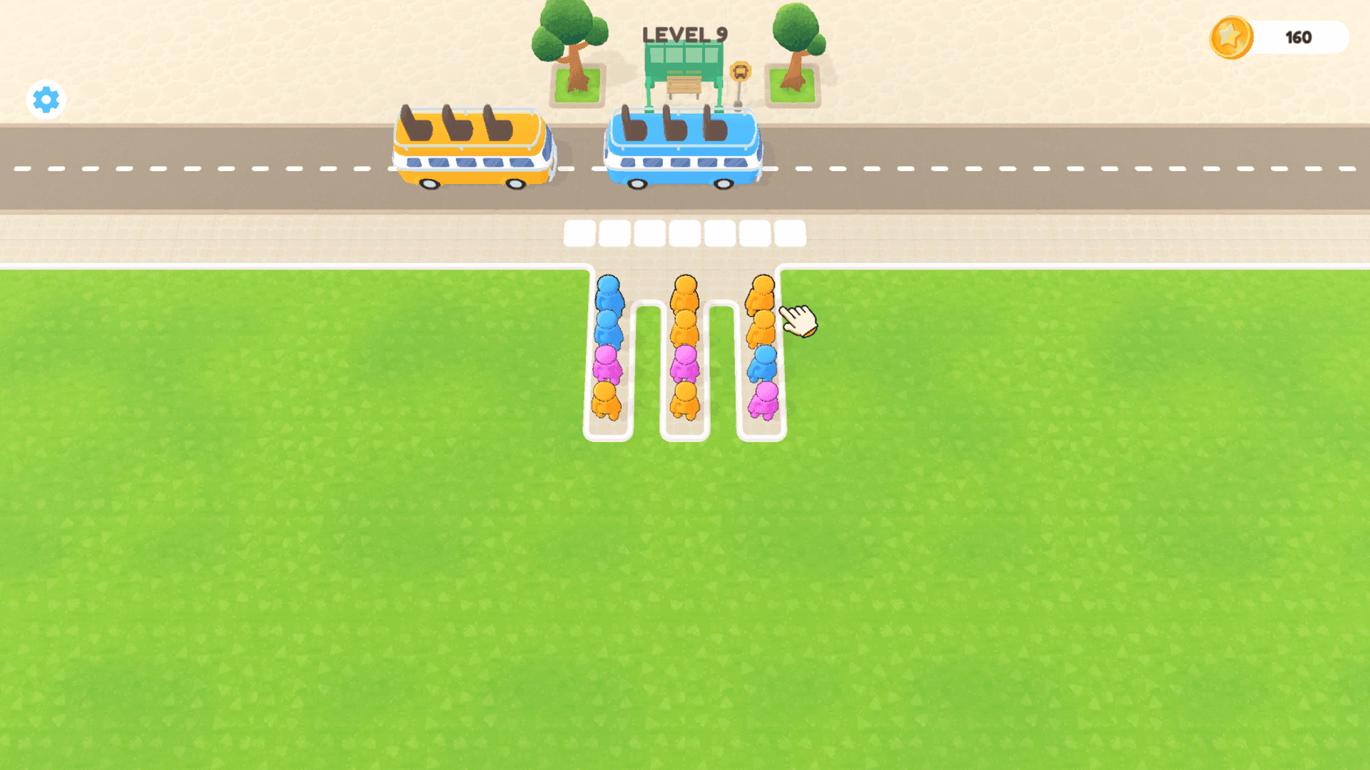 Bus Stop Shuffle - Bus Stop Shuffle puzzle game screenshot – fit every passenger into the available bus seats.