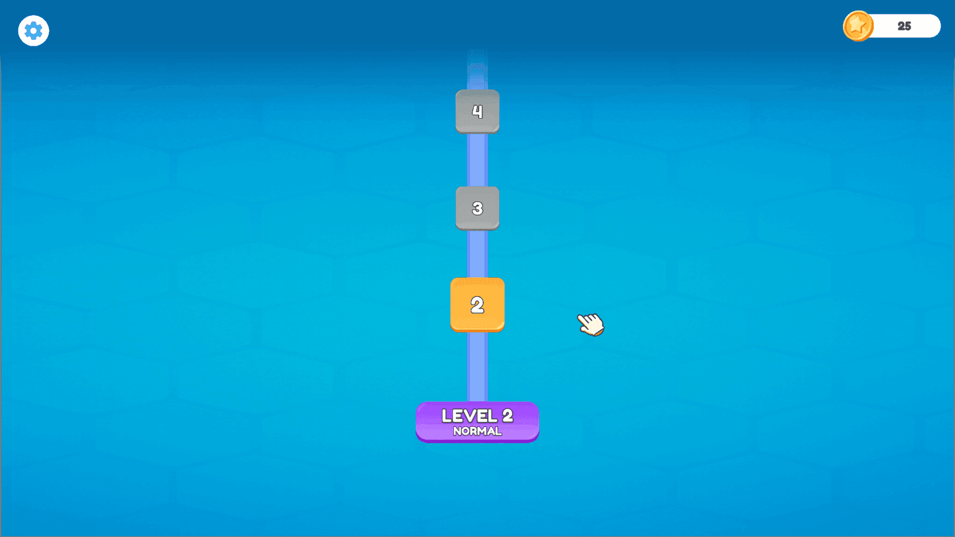 Hex Park - screenshot showing small cluster of colored hexagon arrow blocks surrounded by empty grey tiles