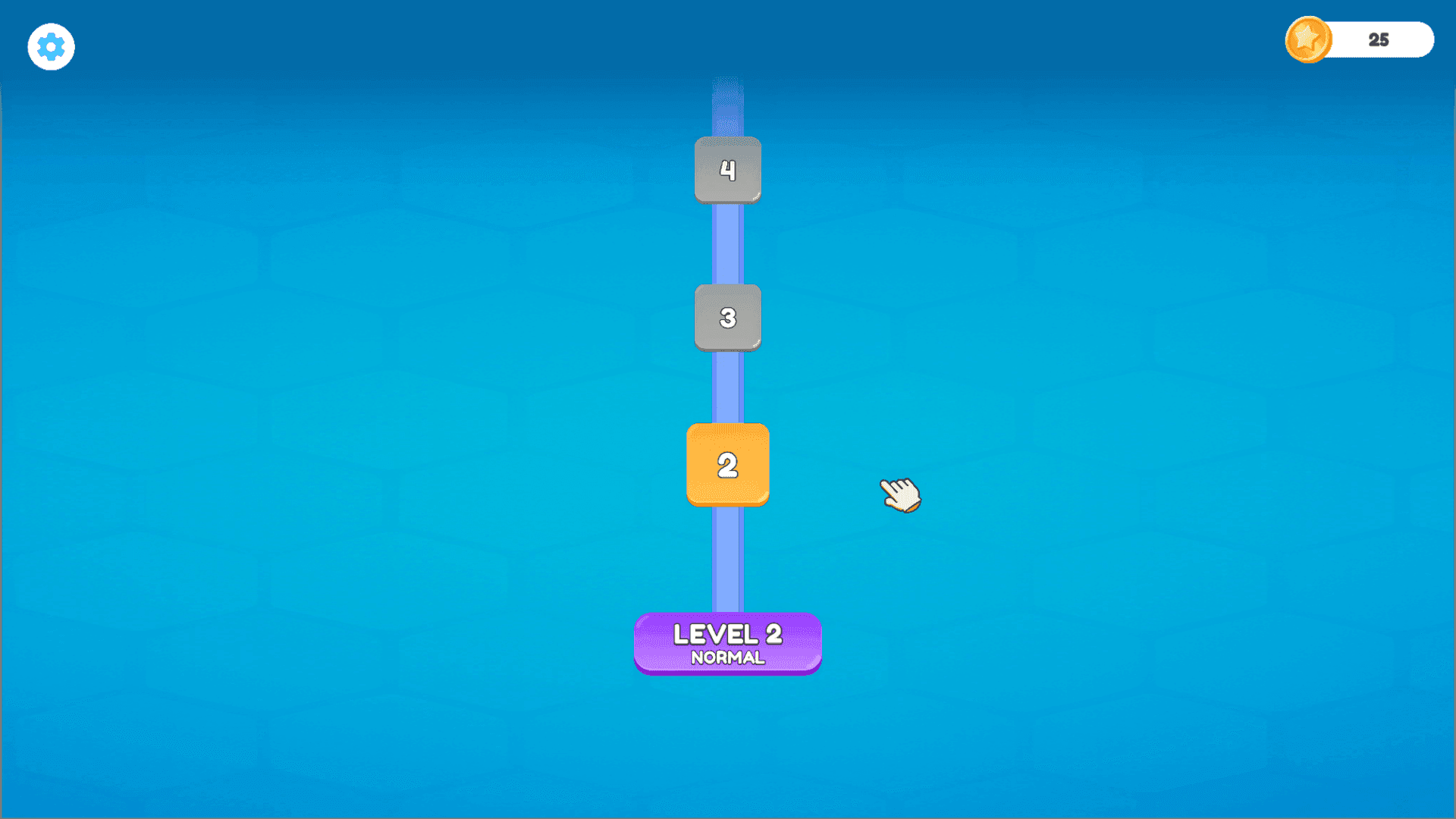Hex Park - screenshot showing small cluster of colored hexagon arrow blocks surrounded by empty grey tiles