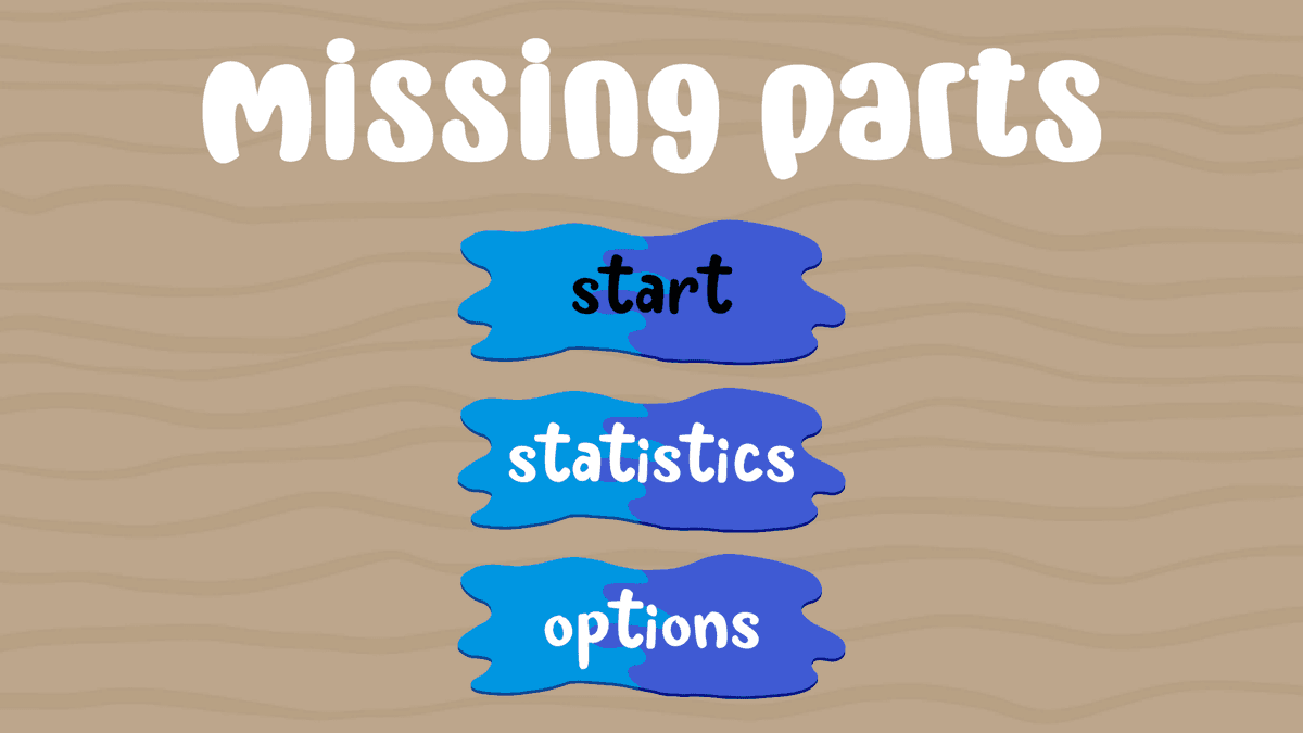 Missing Parts game screen showing missing parts puzzle