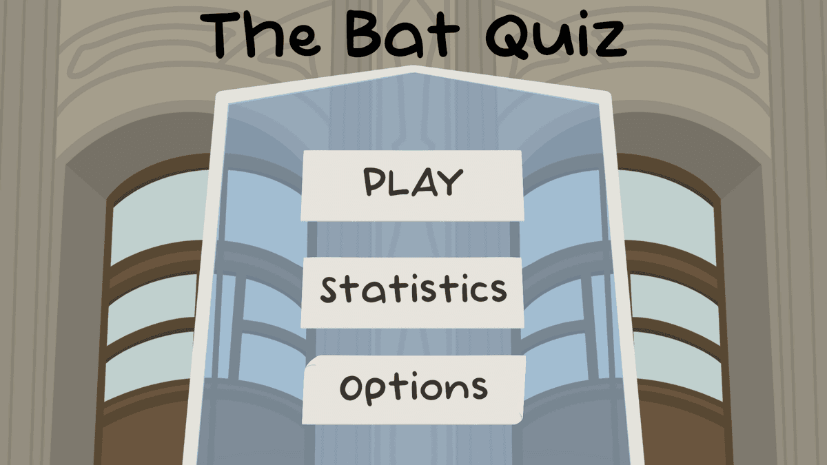 The Bat Quiz game screen showing bat character quiz