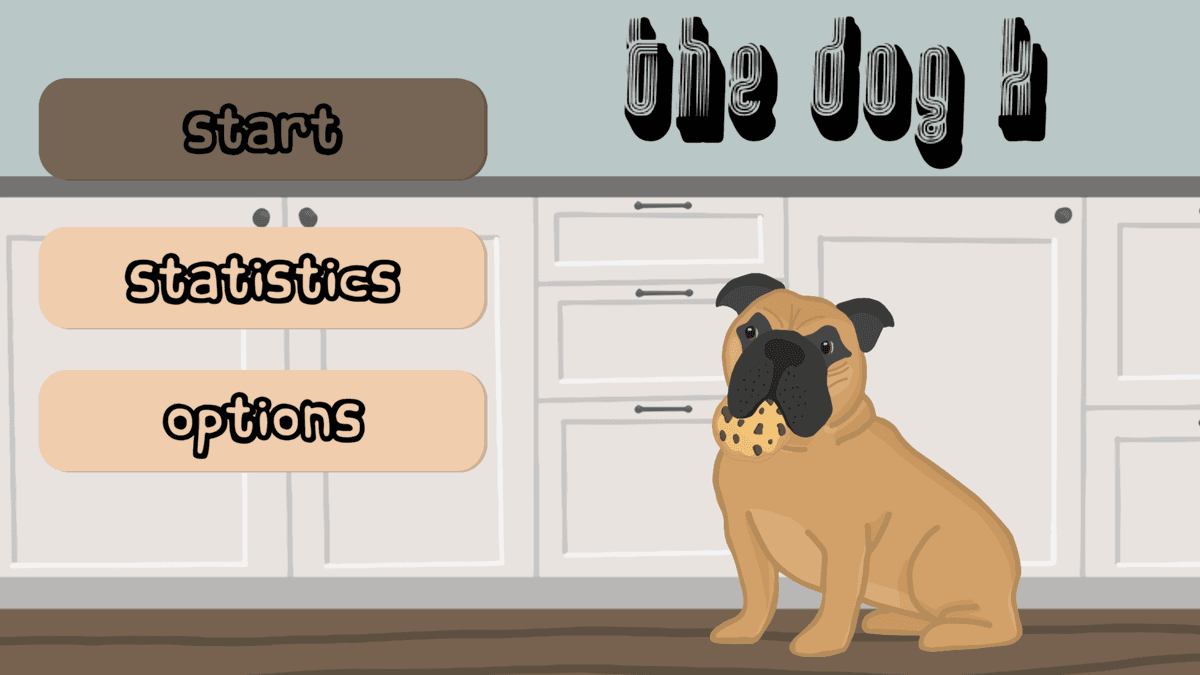 The Dog K game screen showing dog character adventure