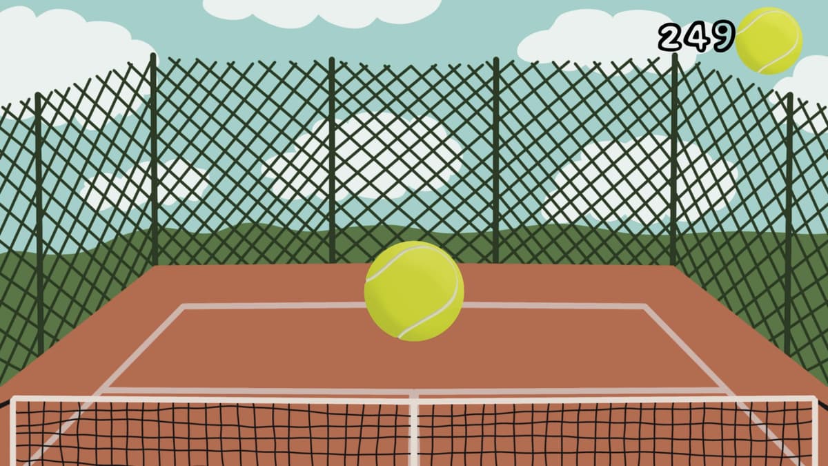 The Tennis T game level showcasing tennis tasks