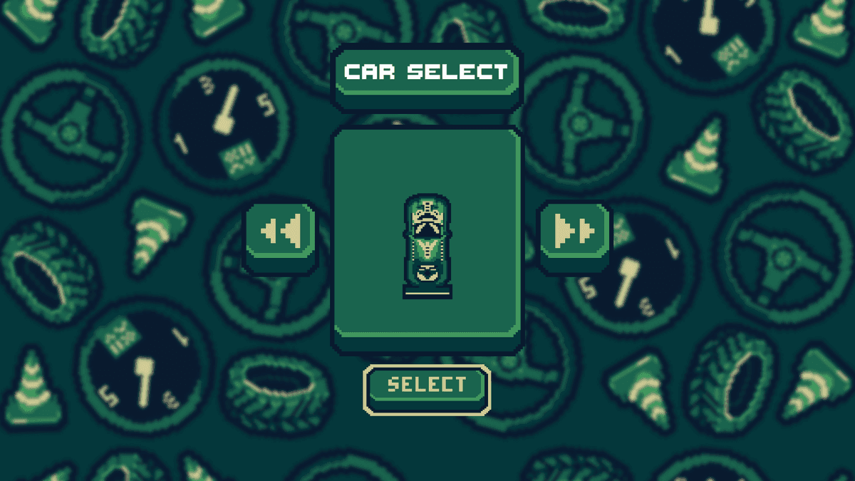 urbo Hyper Drive top-down pixel racing track at nightâthree cars launch from the start/finish, LAP 1/4 and 00:01 timer, garden obstacles and ramps.