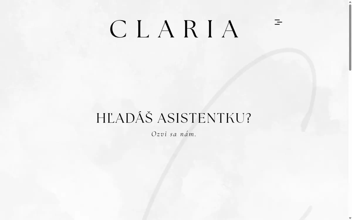 Claria Assistance — Virtual assistance, screenshot of the homepage