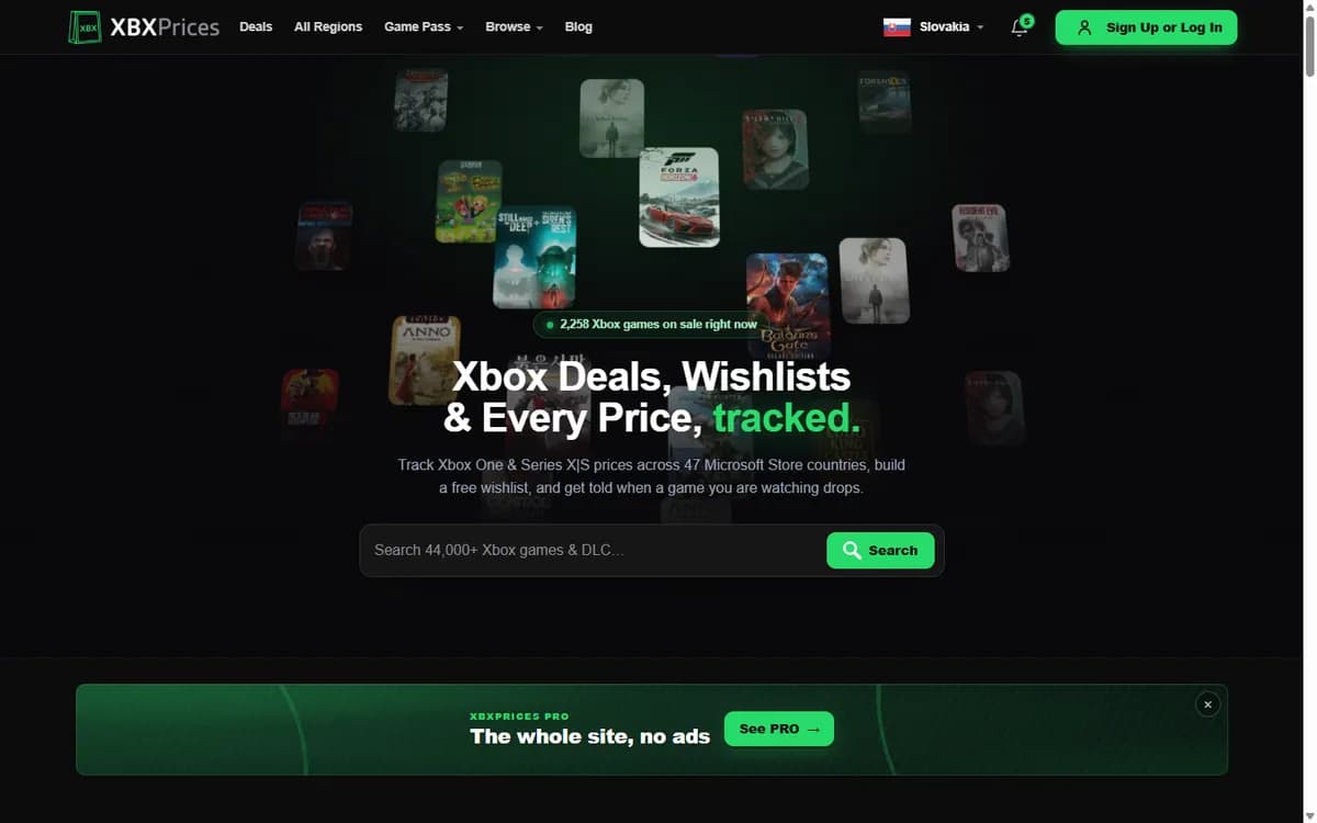XBXPrices — Xbox Store prices, screenshot of the homepage